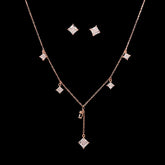 Rose Gold Stone Choker With Earring
